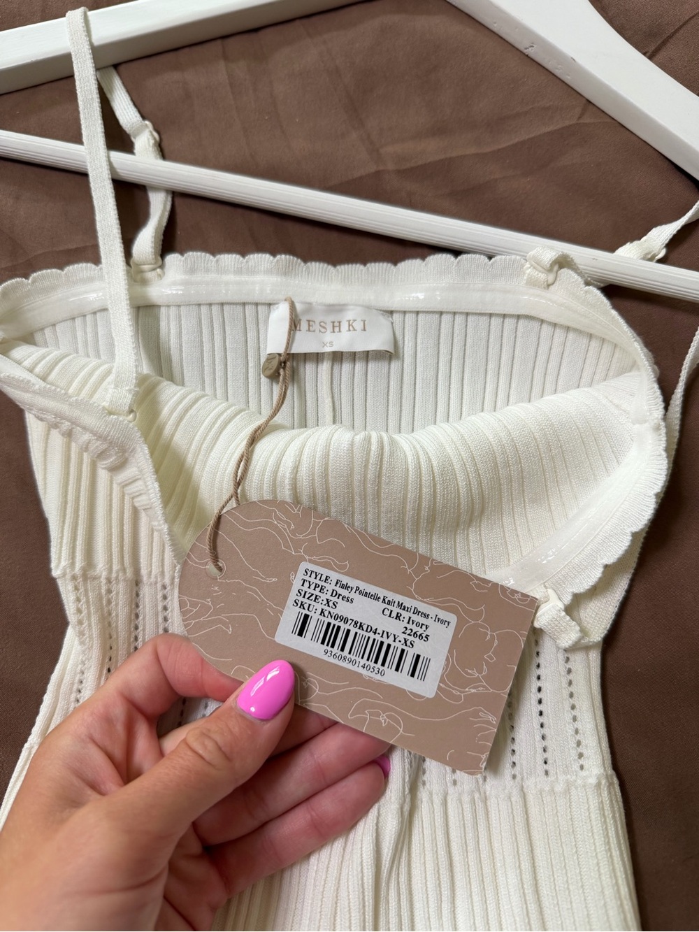 NWT Meshki Finley Pointelle Knit Maxi Dress in Ivory - Picture 14 of 15